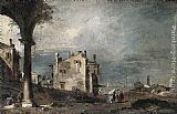 Francesco Guardi Canvas Paintings - Capriccio with Venetian Motifs